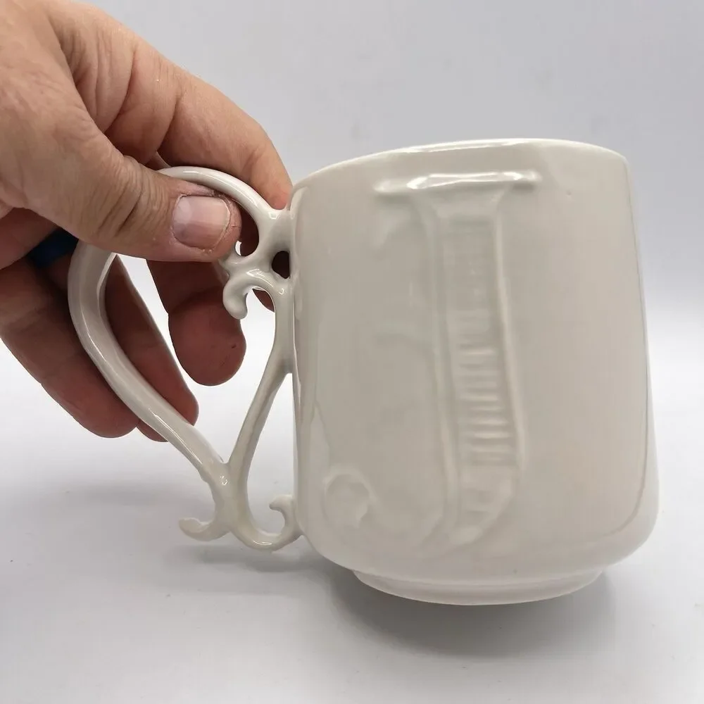 Pottery Barn A-Z Alphabet Mug Embossed Texture 